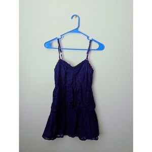 Navy Lace Babydoll Top